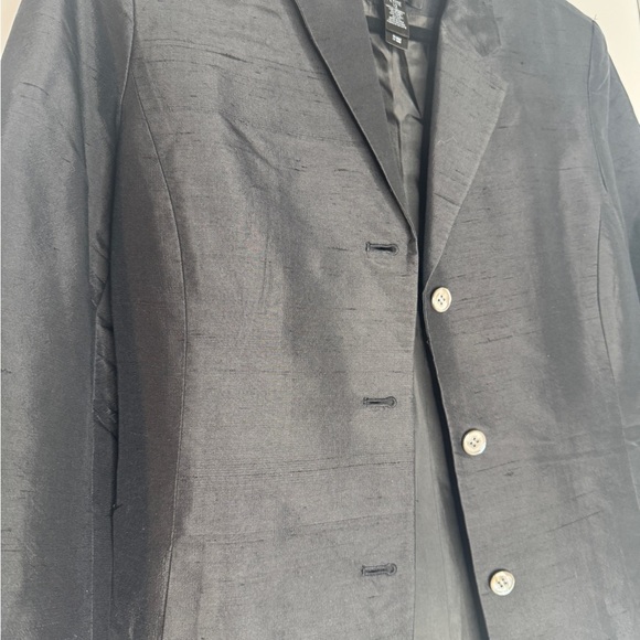 Vintage Liz Claiborne Silk & Linen Classic Black Blazer Suit Jacket Lightweight - Picture 2 of 5